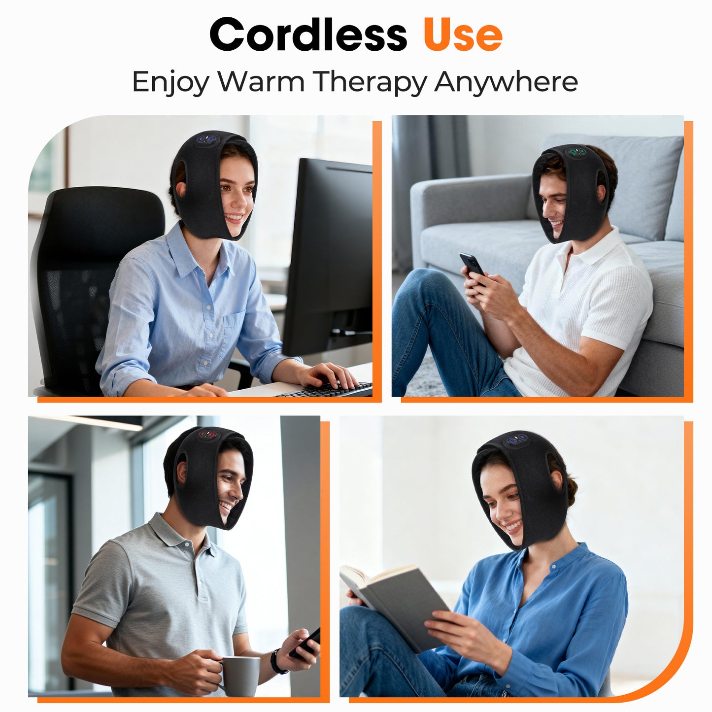 QJ™ Rechargeable Face Warmer Band with 3 Heat Levels for Relaxation and Comfort