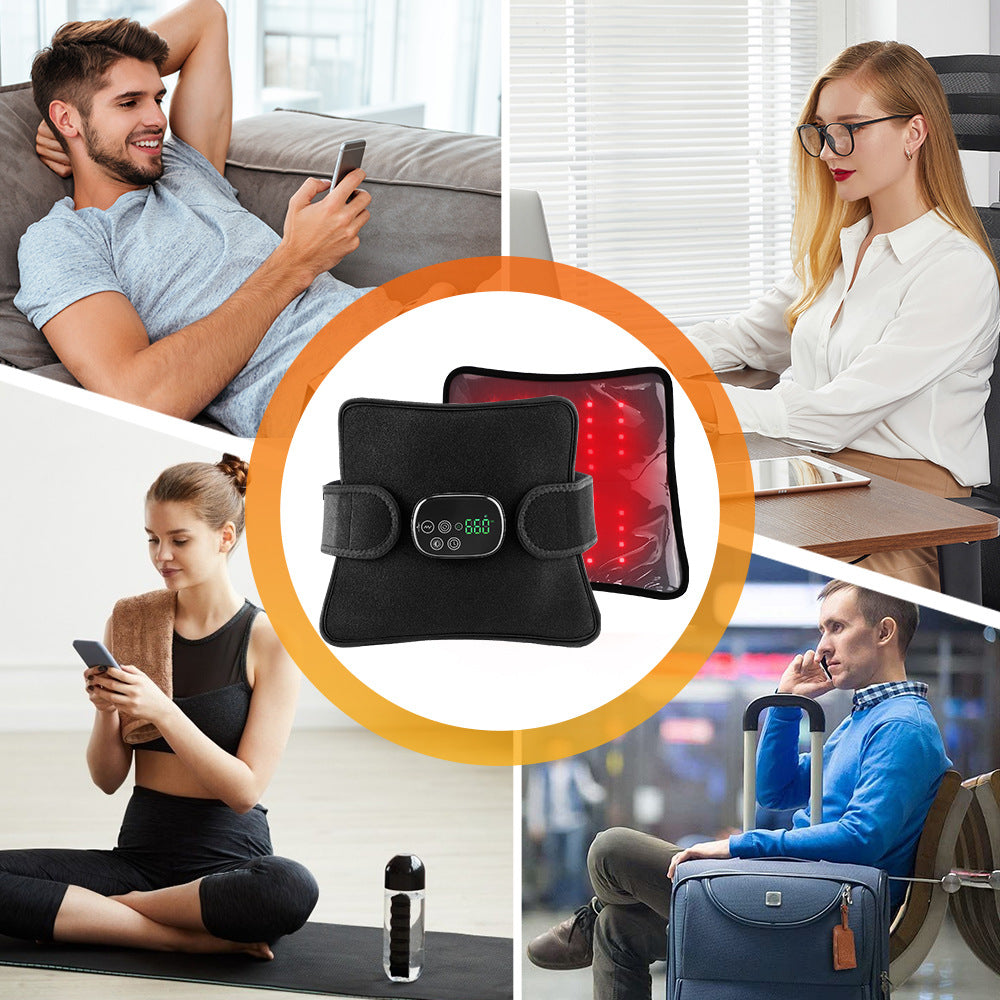 QJ™ New Multifunctional Red Light Therapy Belt Heating Massage Leg Knee LED Infrared Light Therapy Pad Wireless Model