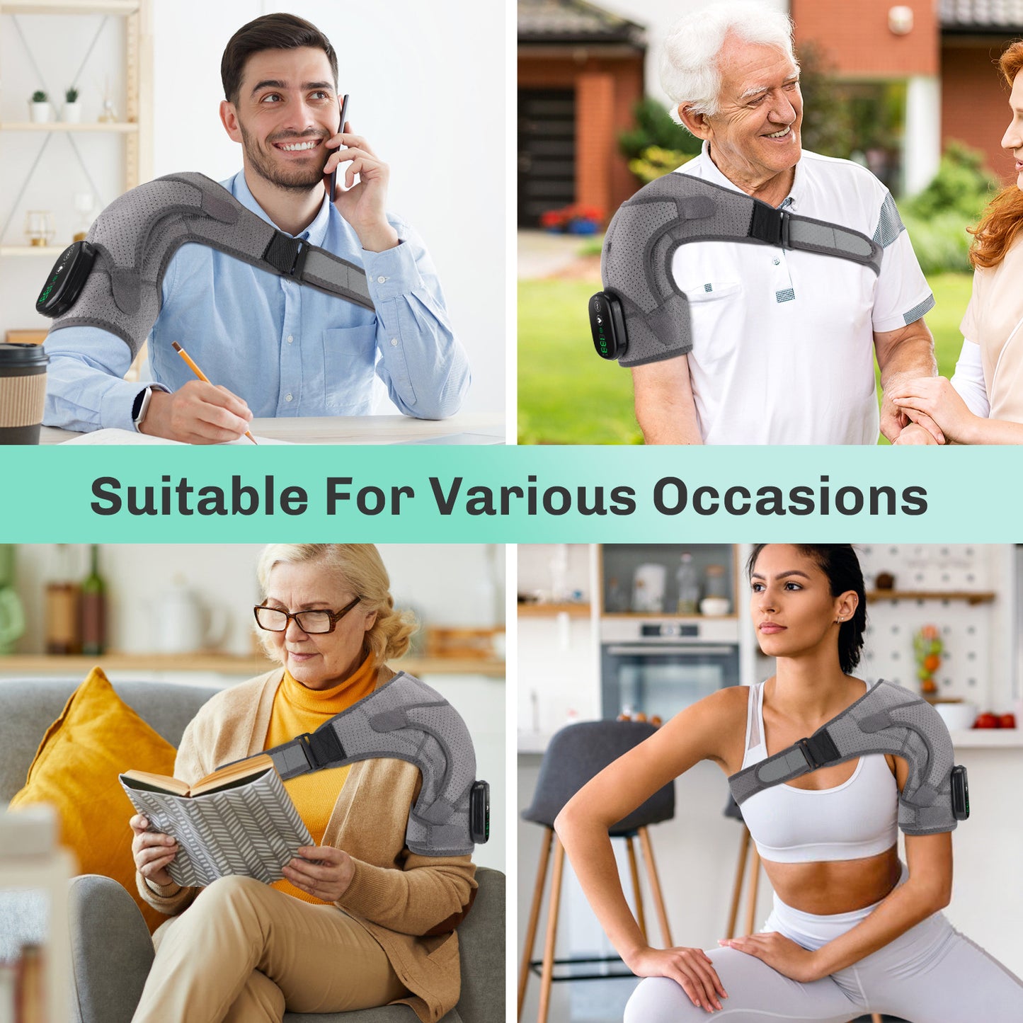 QJ™ Electric Heating Shoulder Brace for Shoulder Pain Relief, Shoulder Periarthritis, Heat Therapy, Shoulder Warmth, Sleep Vibration Massage, Heating Shoulder Brace