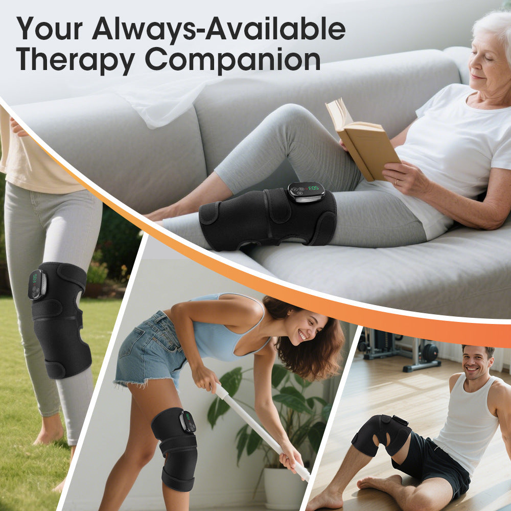 QJ™ Private Model True Red Light Therapy Heating Knee Brace with 42 660nm 850nm Infrared Light Beads for Hot Compress and Massage