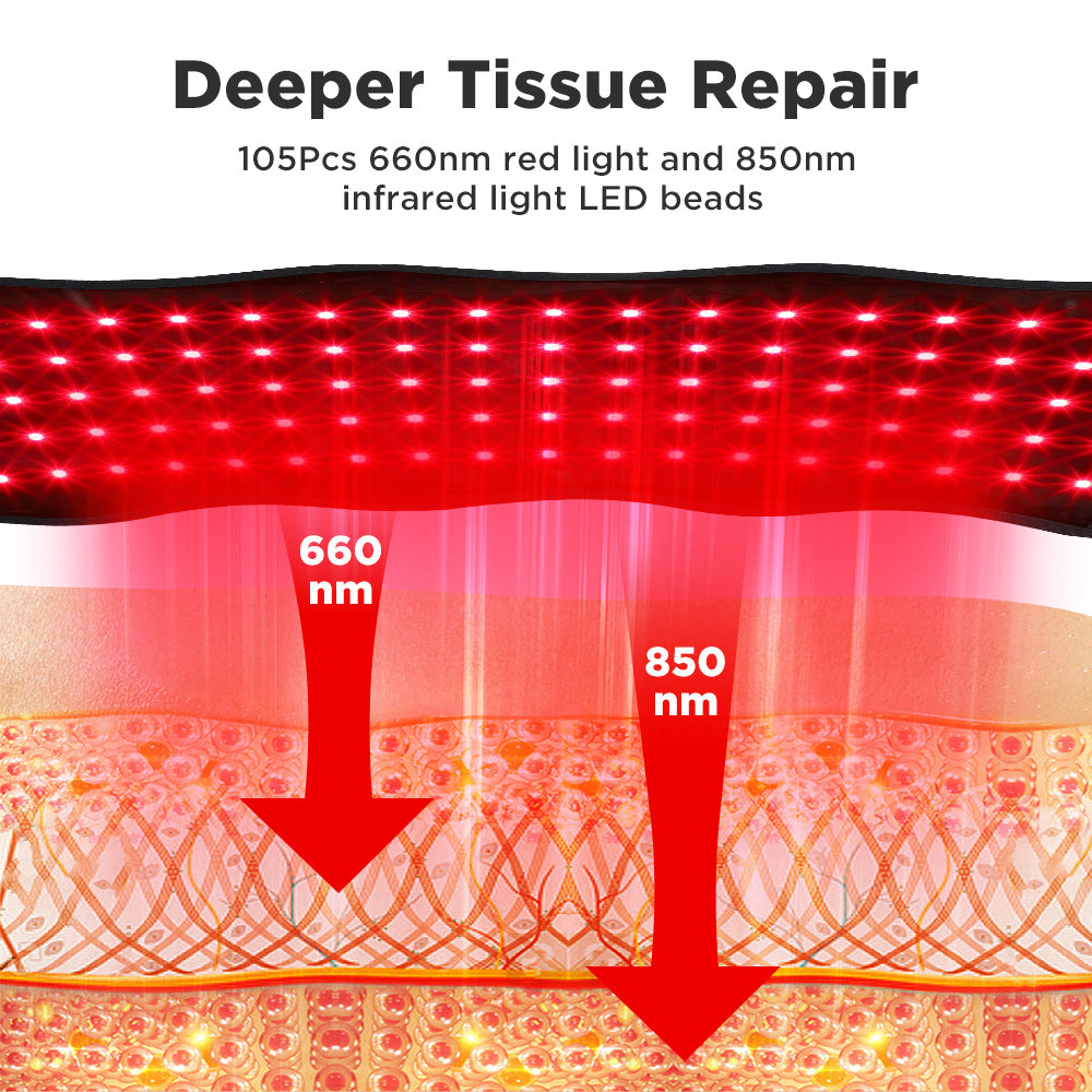 QJ™ Heating Vibration Massage Red Light Belt 660nm Relieve Muscle Fatigue Waist Support Belt 850nm Near Infrared Therapy