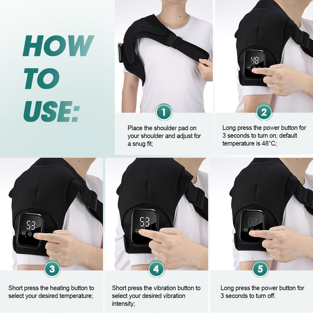 QJ™ Heated Shoulder Brace USB Rechargeable Middle-Aged and Elderly Joint Physiotherapy Instrument Three-Stage Hot Compress Shoulder Massager
