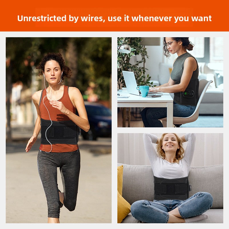 QJ™ New LED Red Light Elastic Waist Support Wireless Touch Timer Heating Red Light Therapy Warm Uterus Waist Belt