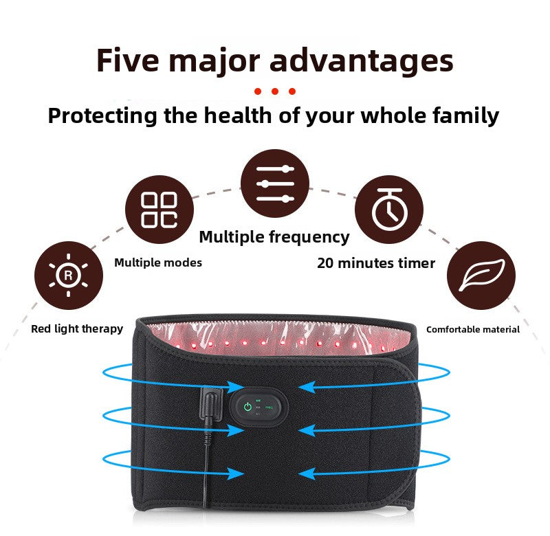 QJ™ LED Red Light Therapy Heating Waist Belt Electric Heating Infrared Heat Therapy Waist Belt Warm Direct Insertion Red Light Waist Support Belt