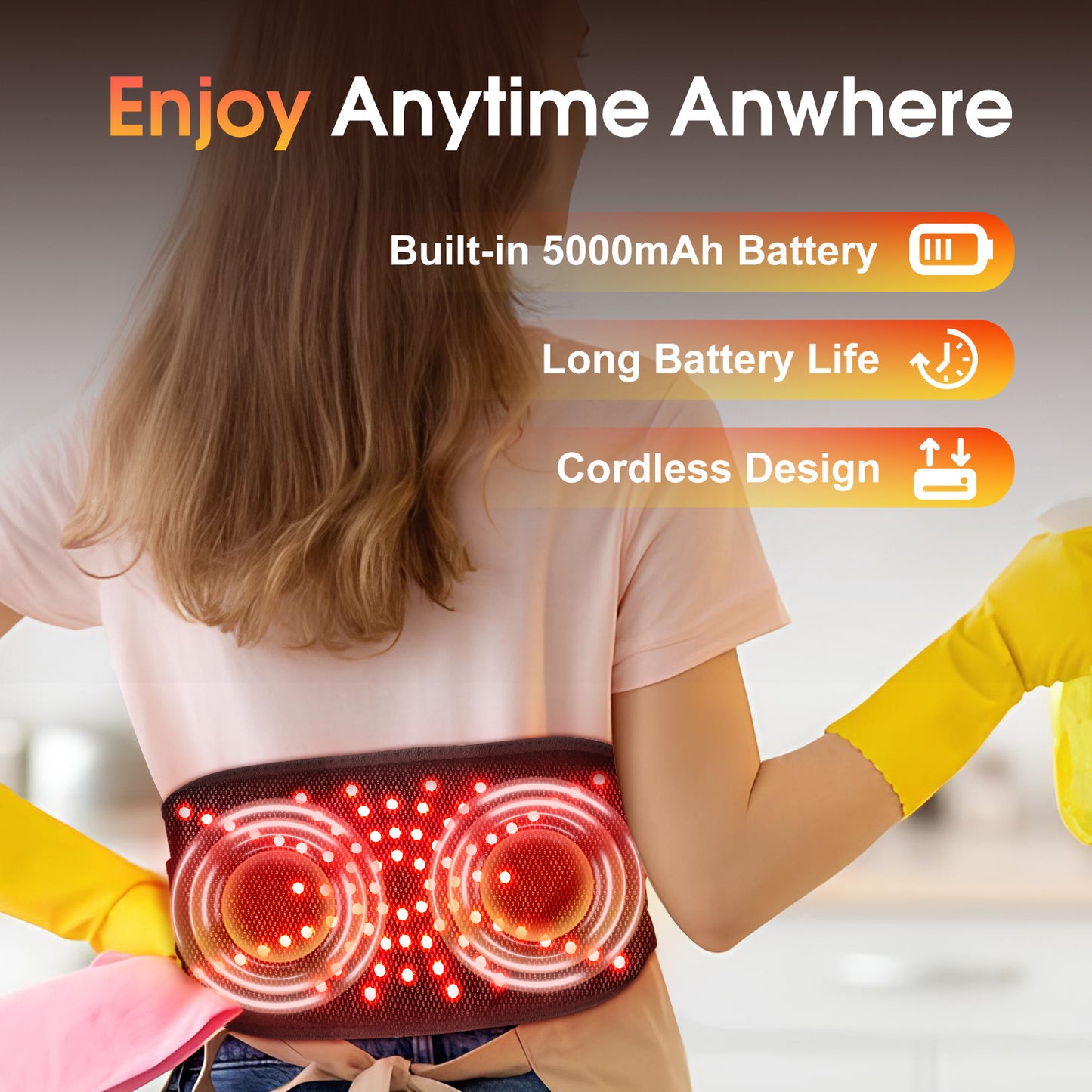 QJ™ New Red Light Therapy Massage Waist Belt Leg Belt Wireless Charging Heating Warm Palace Belt Hot Compress Waist Support Device