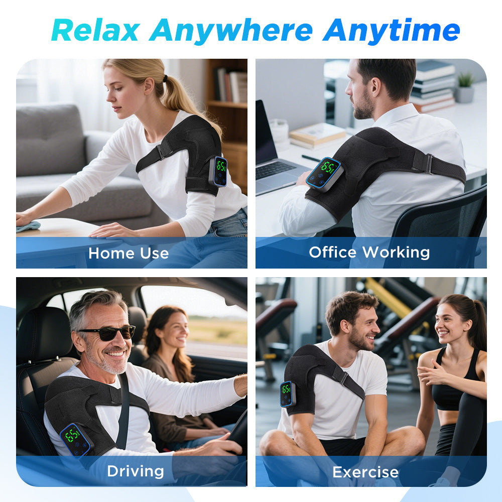 QJ™ Private Model Graphene Electric Heating Shoulder Pad APP Wireless Control Detachable Hot Compress Massage Shoulder Massager