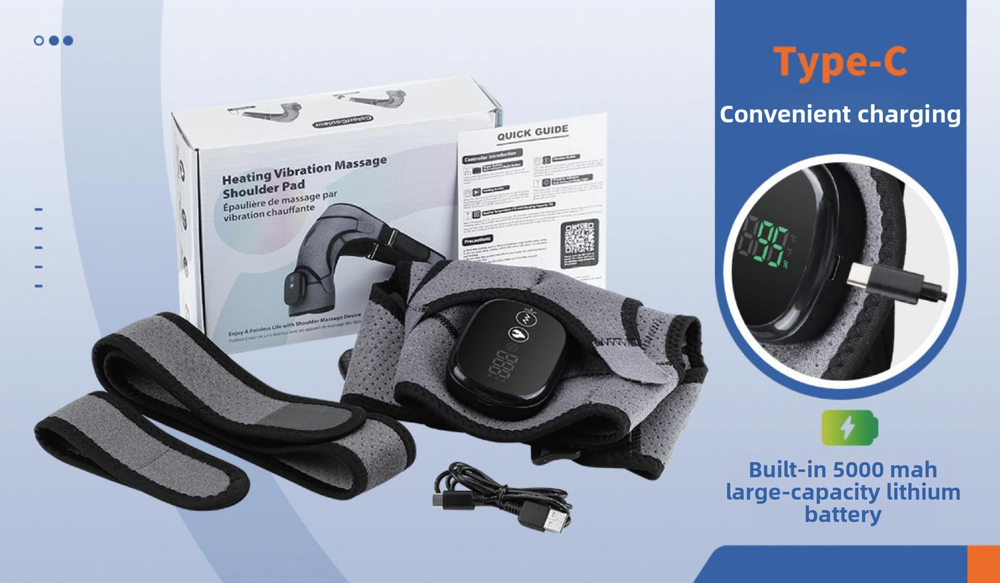 QJ™ Electric Heating Shoulder Brace for Shoulder Pain Relief, Shoulder Periarthritis, Heat Therapy, Shoulder Warmth, Sleep Vibration Massage, Heating Shoulder Brace