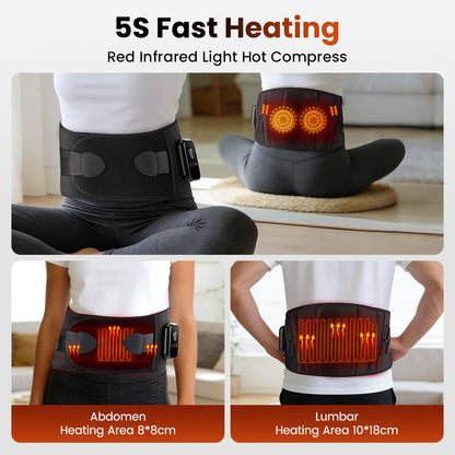 QJ™ 3-Level Heat Therapy Vibrating Massage Support Belt Warm Heat Therapy Multi-Functional Waist Massager