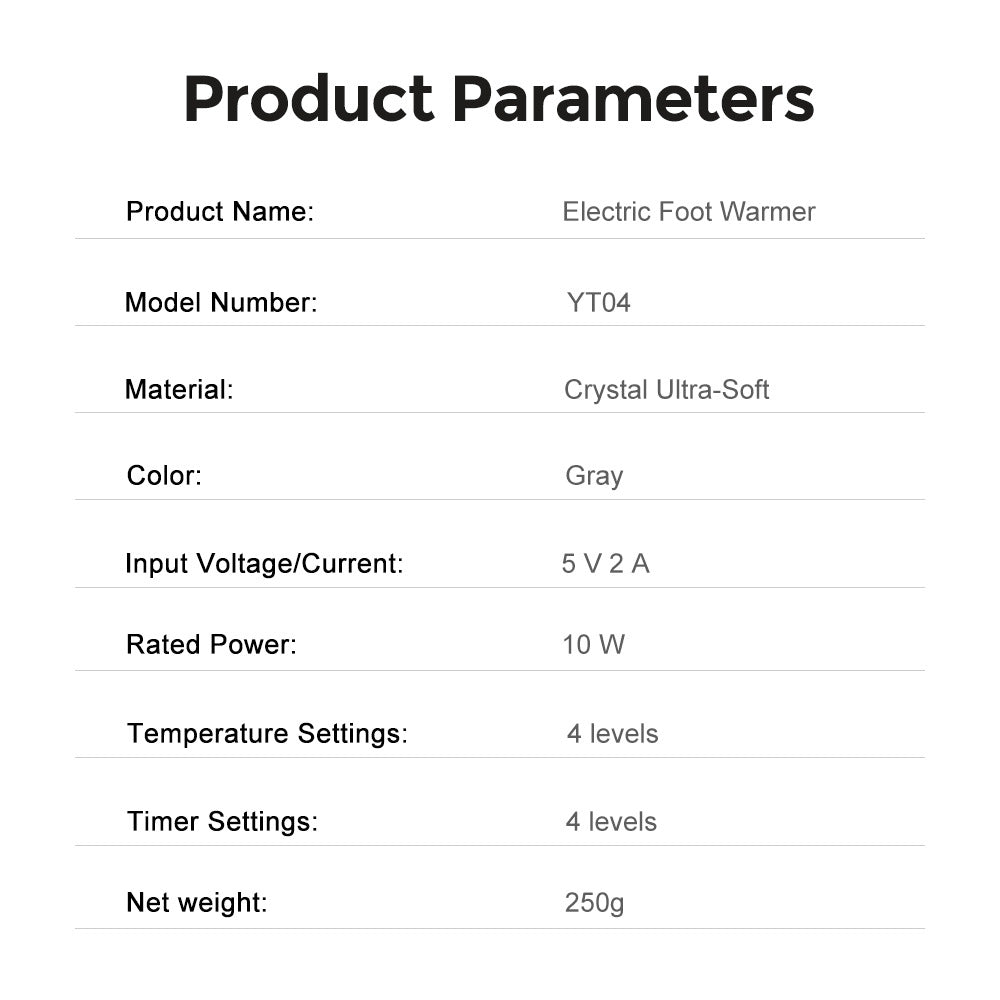 QJ™ USB Plug-in Electric Foot Warmer Pad for Home and Office, Quick Heat, Four Temperature Control Levels, Foot Warming Artifact, Heating Pad, Foot Warmer