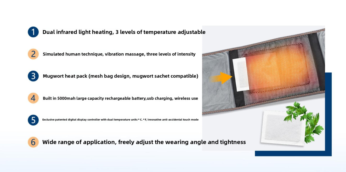 QJ™ Red Light Heating Massage Waist Belt Intelligent Electric Heating Waist Support Hot Compress Waist Massager Factory