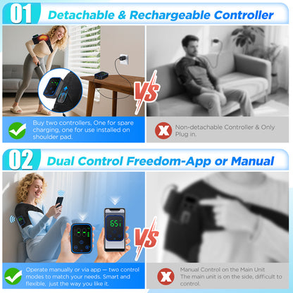 QJ™ Private Model Graphene Electric Heating Shoulder Pad APP Wireless Control Detachable Hot Compress Massage Shoulder Massager