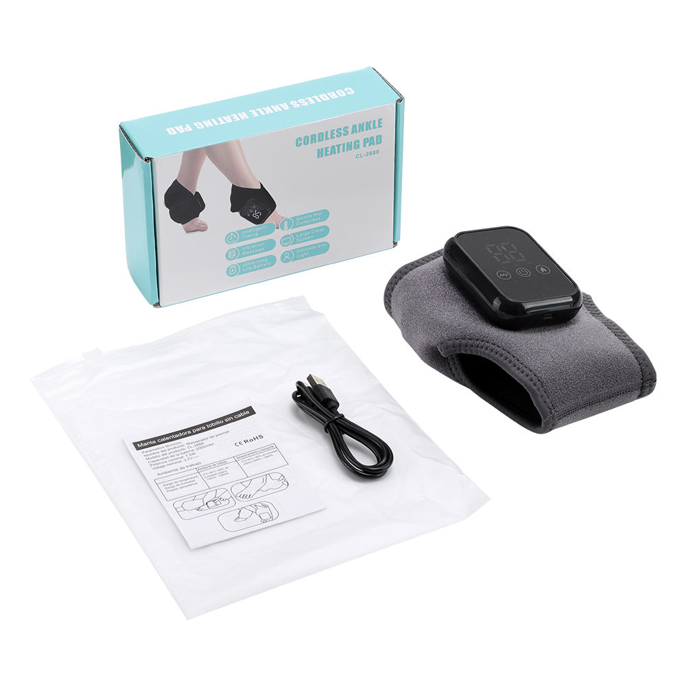 QJ™ New Electric Heated Ankle Rechargeable Vibration Massage Heat Therapy Ankle Joint Physiotherapy Device Ankle Heat Therapy Massage