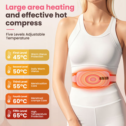 QJ™ USB Rechargeable Menstrual Heating Belt, Menstrual Pain Relief Device, Heating and Vibration Massage Belt