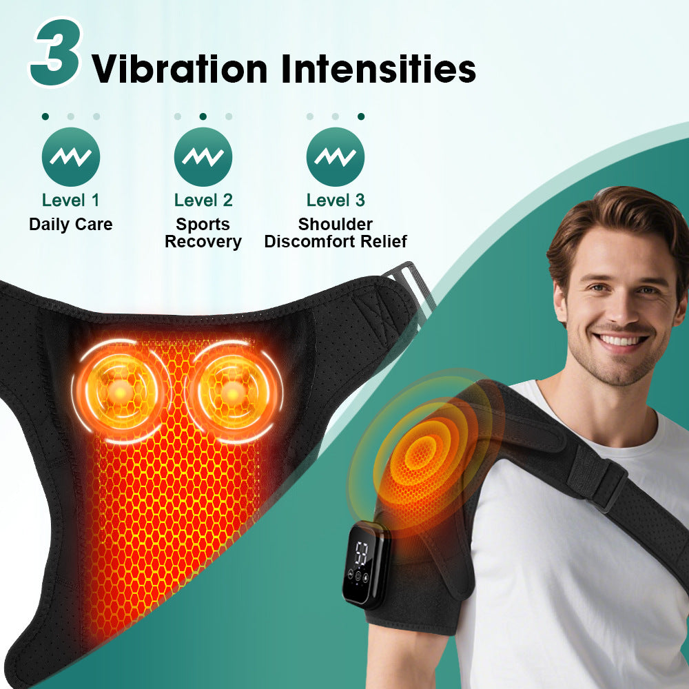 QJ™ Heated Shoulder Brace USB Rechargeable Middle-Aged and Elderly Joint Physiotherapy Instrument Three-Stage Hot Compress Shoulder Massager