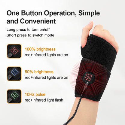 Hot Selling QJ™ 48 LED Red Light Therapy Wrap with Smart Timing Adjustable Heat Wrist Support 660nm 850nm Pain Relief