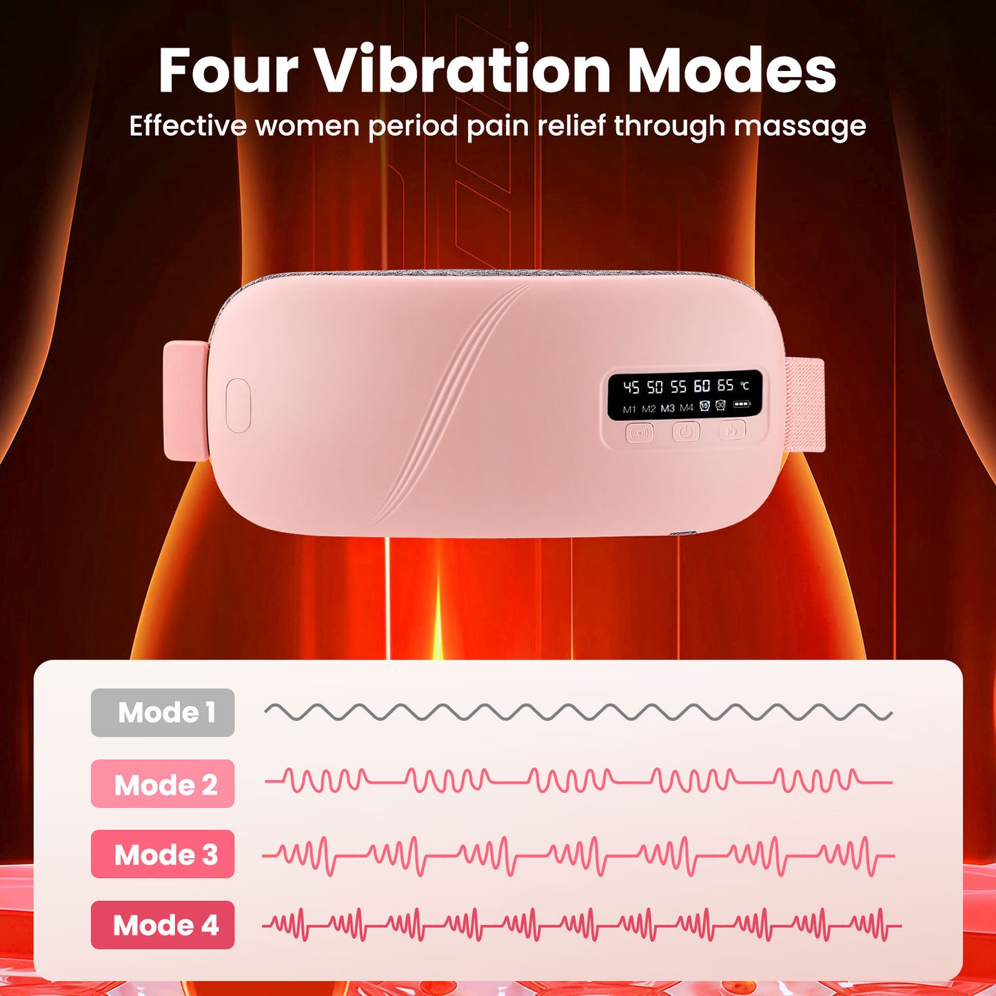 QJ™ USB Rechargeable Menstrual Heating Belt, Menstrual Pain Relief Device, Heating and Vibration Massage Belt