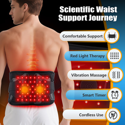 QJ™ Vibration Massage Support Elastic Waist Belt 48 Infrared 660850 Heat Therapy Red Light Waist Belt Physiotherapy