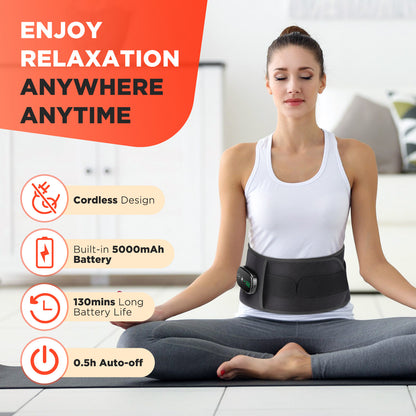 QJ™ Red Light Therapy Heating Massager Belt for Lower Back Pain Relief, Infrared Waist Support with Adjustable Strap