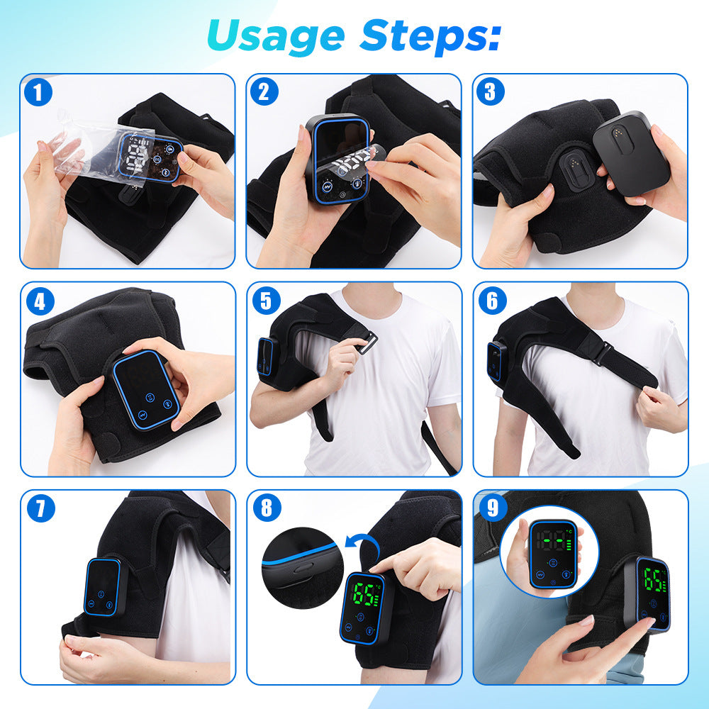 QJ™ Private Model Graphene Electric Heating Shoulder Pad APP Wireless Control Detachable Hot Compress Massage Shoulder Massager