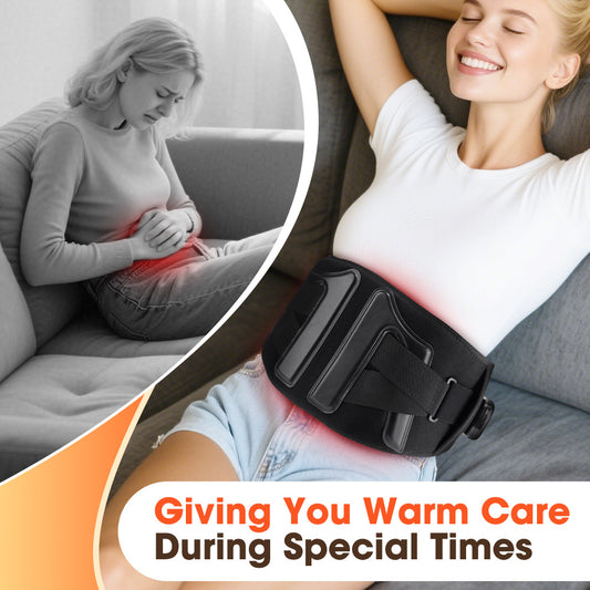 QJ™ Red Light Heat Therapy Vibrating Massage Waist Belt Wireless Charging Model Heating Uterus Warmer Belt Heat Therapy Physiotherapy Waist Belt