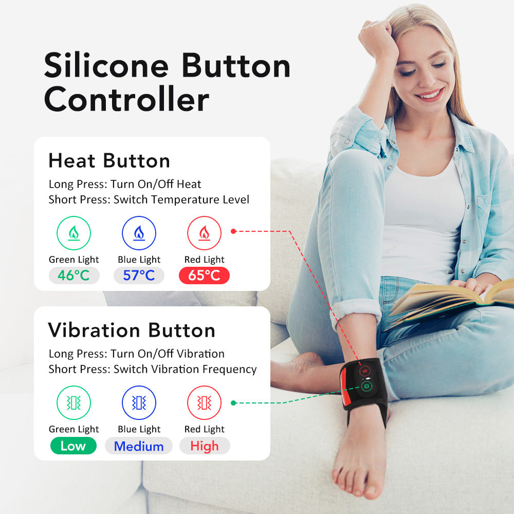 QJ™   36 LED Beads Ankle Massager 660 850nm Red Light Far Infrared Heating Vibration Bracelet for Foot Pain Relief