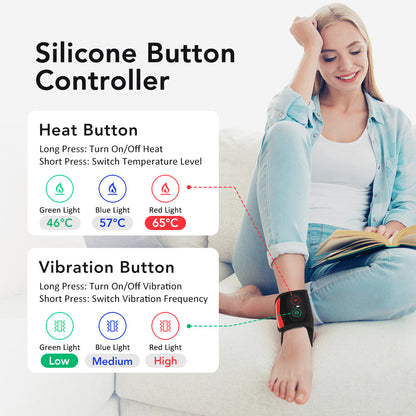 QJ™   36 LED Beads Ankle Massager 660 850nm Red Light Far Infrared Heating Vibration Bracelet for Foot Pain Relief