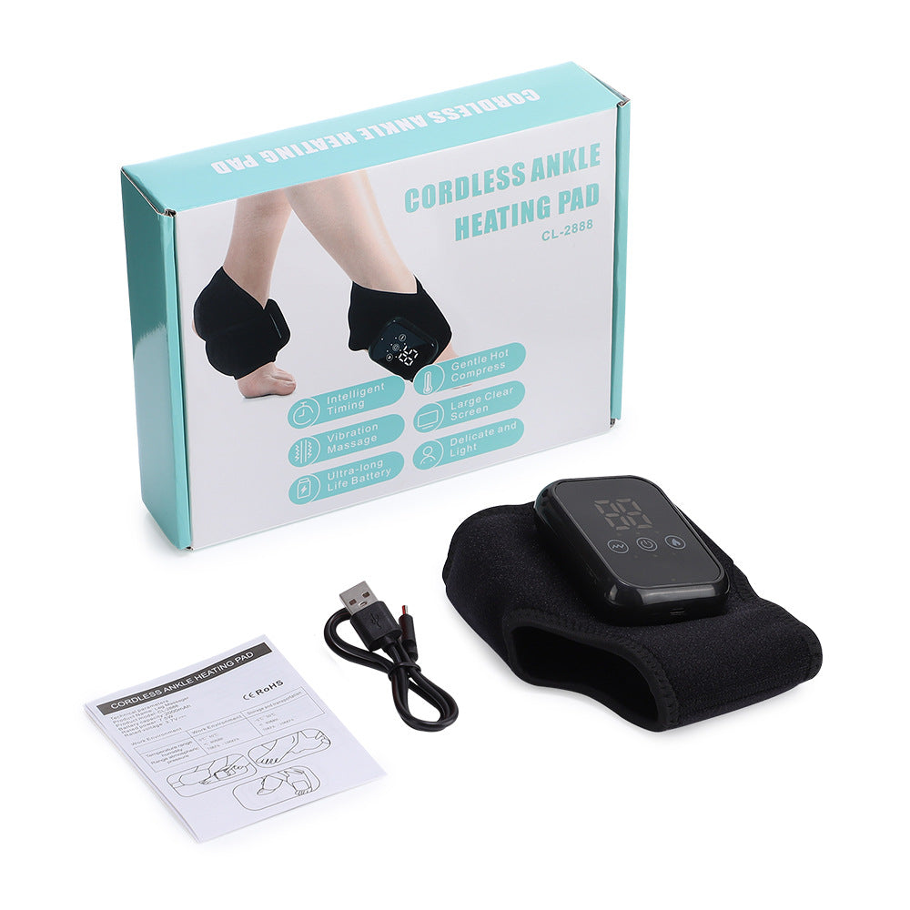 QJ™ New Electric Heated Ankle Rechargeable Vibration Massage Heat Therapy Ankle Joint Physiotherapy Device Ankle Heat Therapy Massage