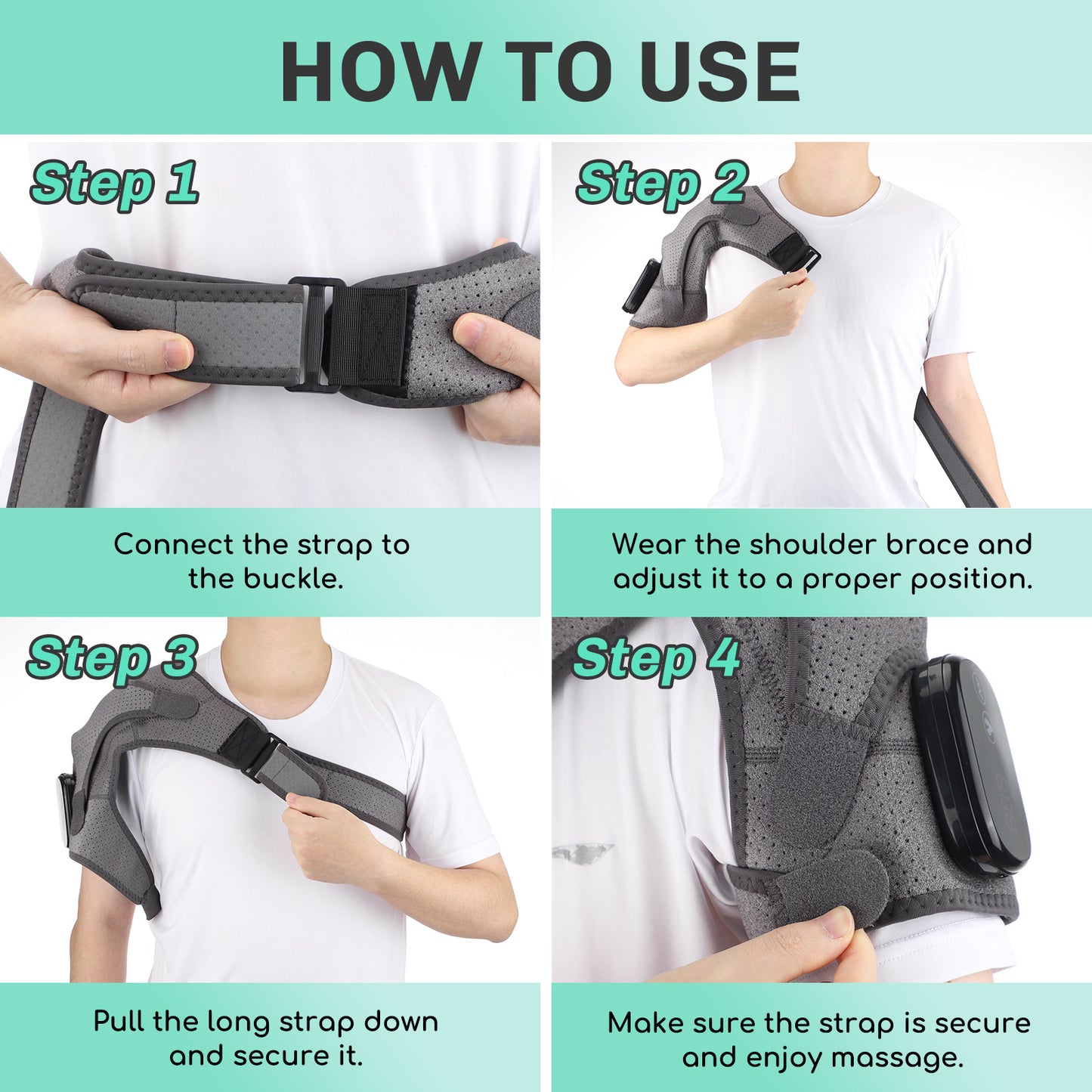 QJ™ Electric Heating Shoulder Brace for Shoulder Pain Relief, Shoulder Periarthritis, Heat Therapy, Shoulder Warmth, Sleep Vibration Massage, Heating Shoulder Brace