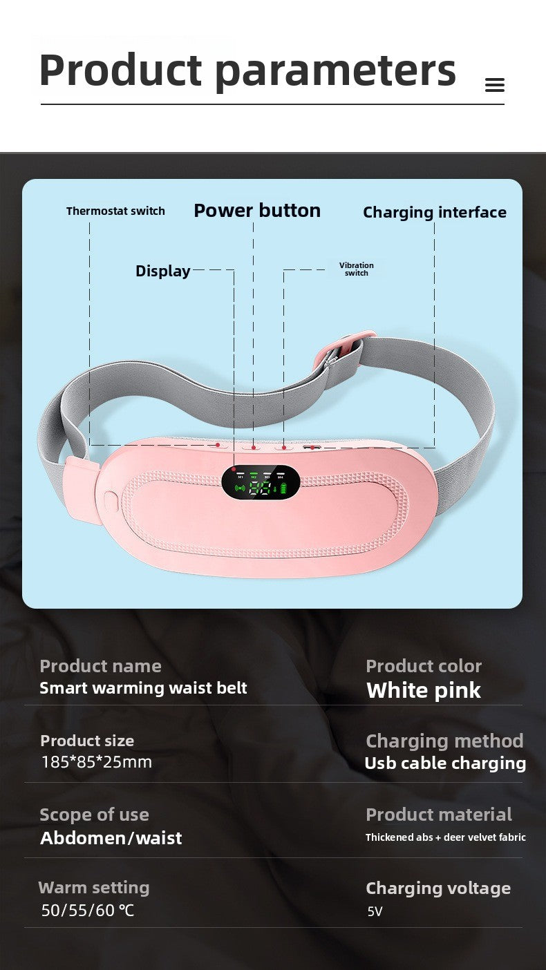 QJ™ Electric Heating Belt for Menstrual Cramps, Menstrual Pain Relief Device, Heating and Massaging Waist Belt for Women