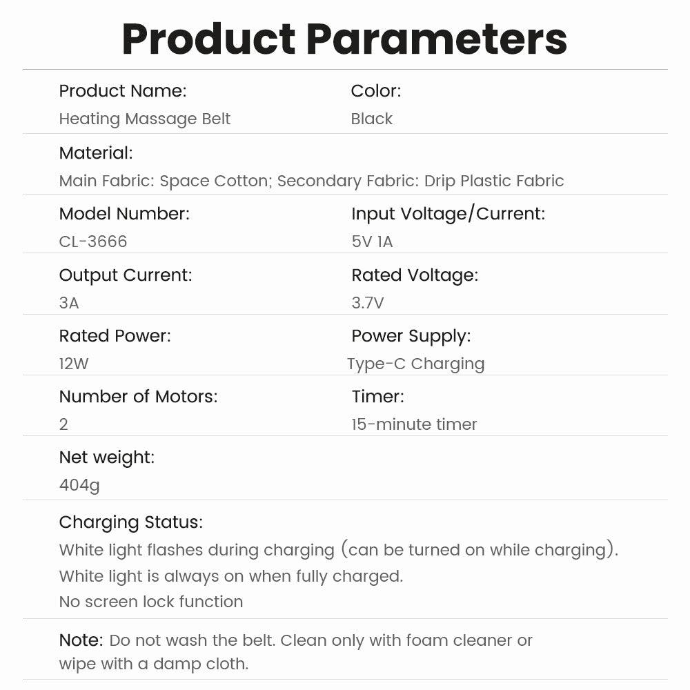 QJ™ 3-Level Heat Therapy Vibrating Massage Support Belt Warm Heat Therapy Multi-Functional Waist Massager