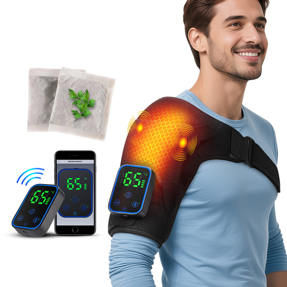 QJ™ Private Model Graphene Electric Heating Shoulder Pad APP Wireless Control Detachable Hot Compress Massage Shoulder Massager